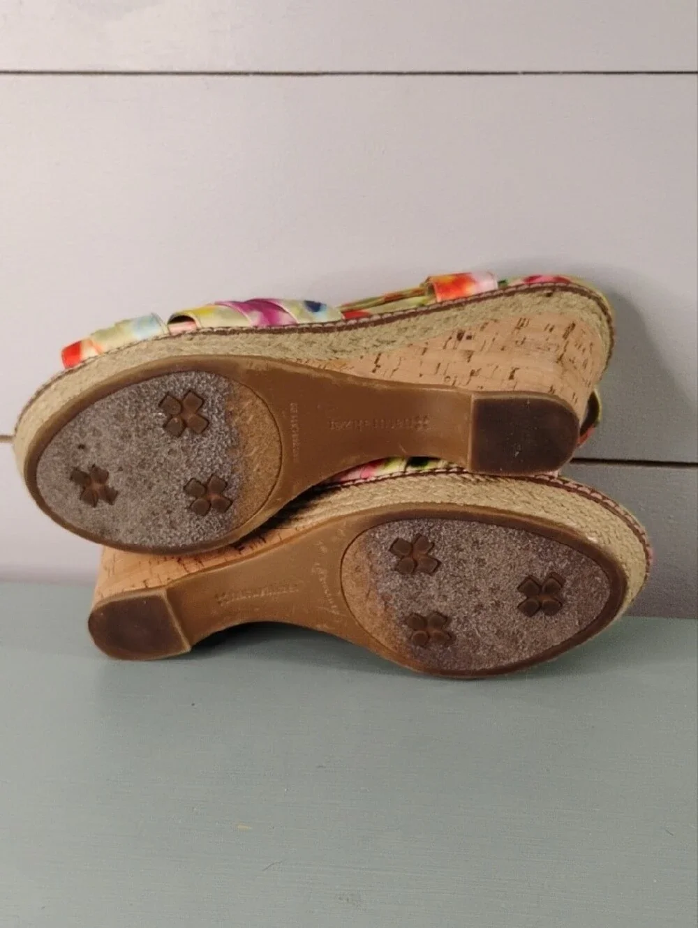 Naturalizer Multicolor Floral Cork Wedge Sandals